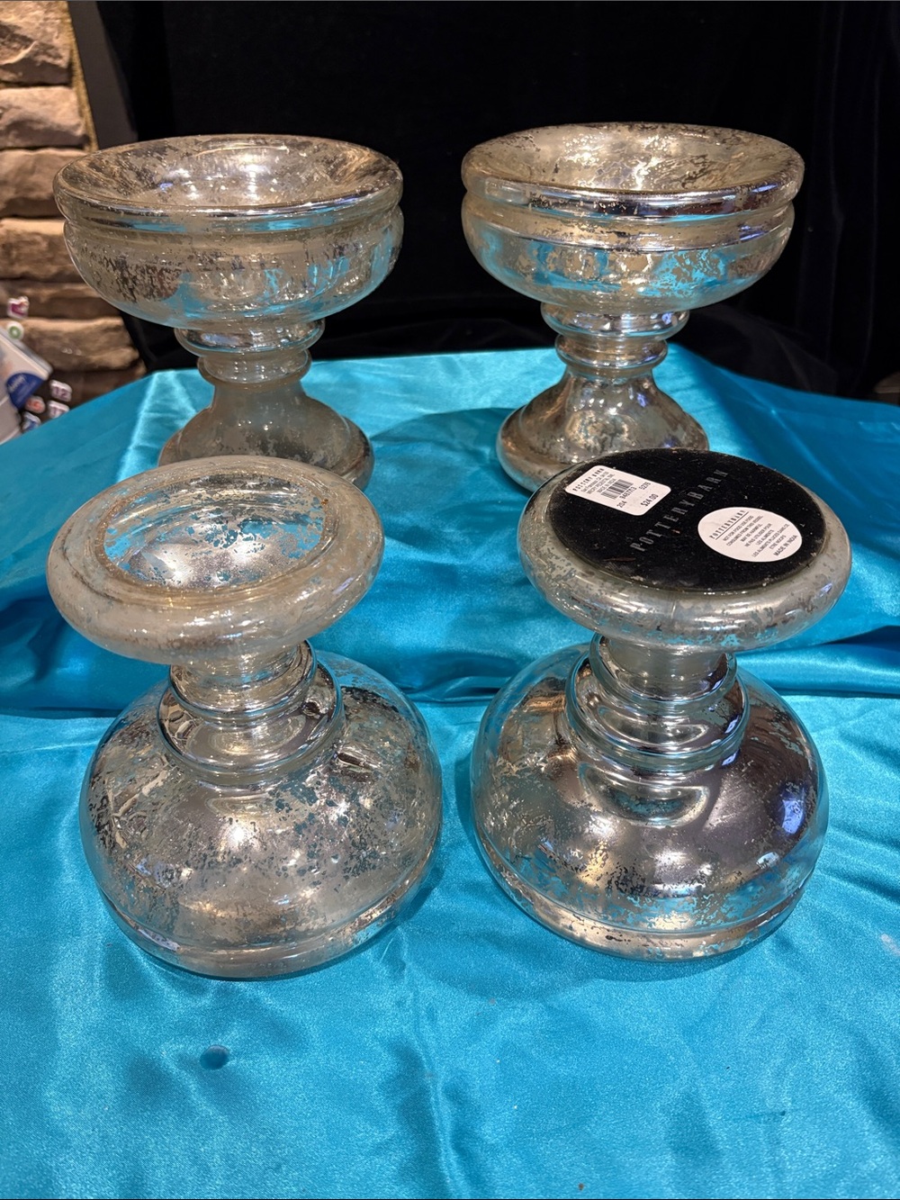 Mercury Glass Pillar Candle Holders - Set of 4 by Pottery Barn. Duel usage